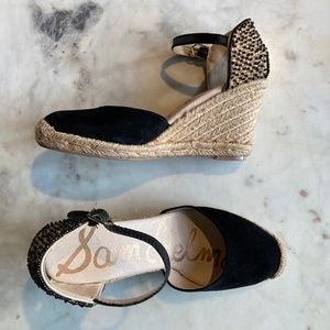 Sam Edelman Harmony Black Espadrille Wedges Sz 6.5